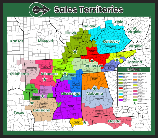 Centro Sales Territory Map